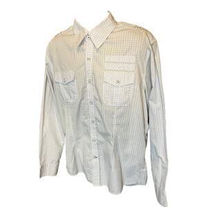7 Diamonds Men’s XXXL Button Up Shirt Light Blue Plaid Long Sleeve Casual